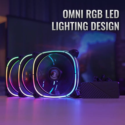 Abanico AeroCool Astro 12 Pro 2 Ventiladores ARGB Pro 120mm | 1 Concentrador de Control H66F | Control Remoto | Negro