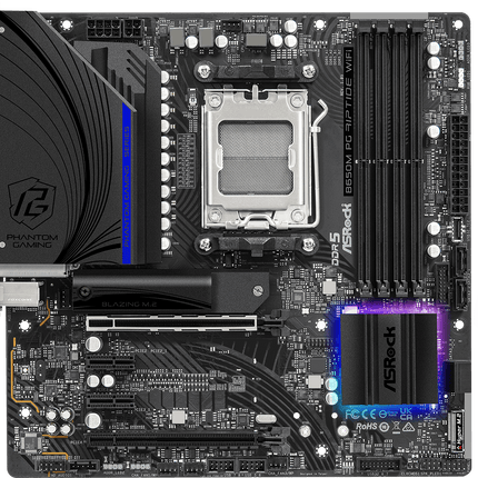 Tarjeta Madre ASRock B650M PG Riptide WiFi | Micro ATX | AM5 | DDR5 hasta 7200+ MHz | WiFi 6E