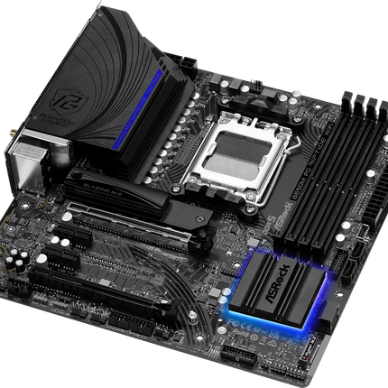 Tarjeta Madre ASRock B650M PG Riptide WiFi | Micro ATX | AM5 | DDR5 hasta 7200+ MHz | WiFi 6E