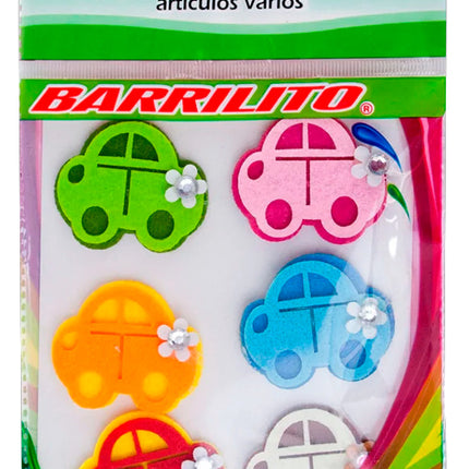 Barrilito calcomania de fieltro fs091 carros 6 piezas