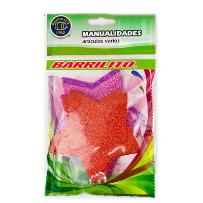 Barrilito calcomania de foamy estrella fsg005 con pegamento 9.6 cm 10 piezas 3 colores