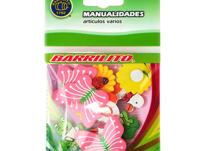 Barrilito calcomania de madera flores e insectos ws004 10 piezas