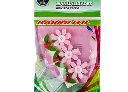 Barrilito clip de madera fieltro flores wclp1 3 piezas