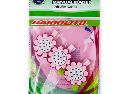 Barrilito clip de madera fieltro flores wclp3 3 piezas