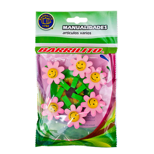 Barrilito clip de madera flores rosas wclp10p 6 piezas
