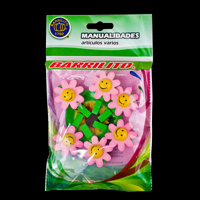 Barrilito clip de madera flores rosas wclp10p 6 piezas