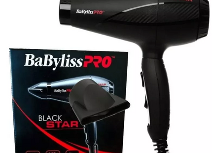 Secadora BaByliss Black Star | 2000W | Motor AC Profesional | Tecnología Iónica | Negro