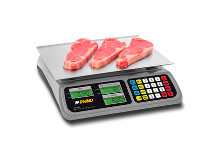 Rhino Báscula Peso-Precio 40 kg/2 g con Puerto USB y Batería Recargable, BAR-8RS