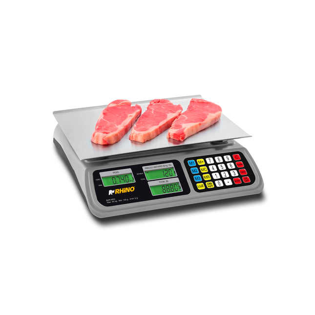 Rhino BAR-8RS Báscula Peso-Precio 40 kg/2 g con Puerto USB y Batería Recargable