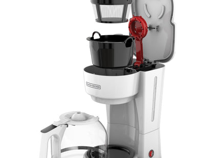 Cafetera Black + Decker CM0916W | 12 Tazas | Jarra de Vidrio Duralife™ | Filtro Permanente | Placa Antiadhente | Color Blanco | 900W