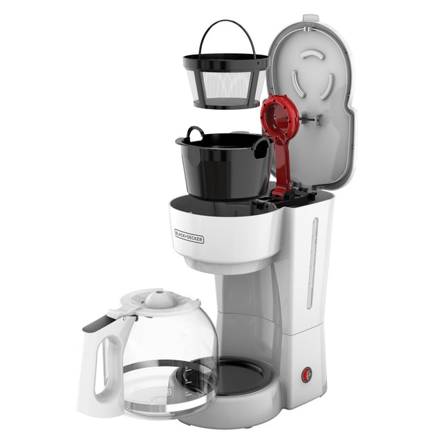 Black+Decker Cafetera 12 Tazas 900W Blanca, CM0916W