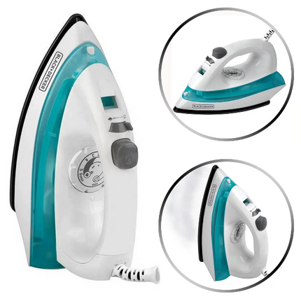 Plancha de Vapor Black+Decker IRBD100 | 1100 W | Suela Antiadherente | Golpe y Spray | Selector de Tela