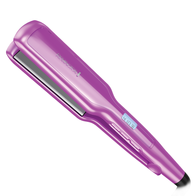 Plancha de cabello Remington S5520 con placas de cerámica negra cerrada vista frontal