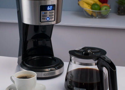 Cafetera Black+Decker CM1331S‑LA | 12 Tazas | 975 W | Digital Programable 24 h | Vortex™ | Acero Inoxidable