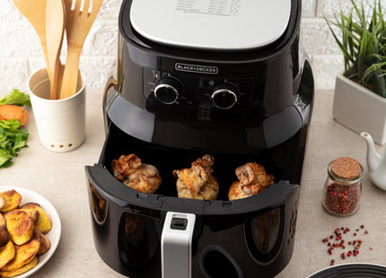 Freidora de Aire Black+Decker HF4004B | 4.5 L | 1500 W | 7 Programas | Temporizador 60 min | Hasta 200 °C | Negra