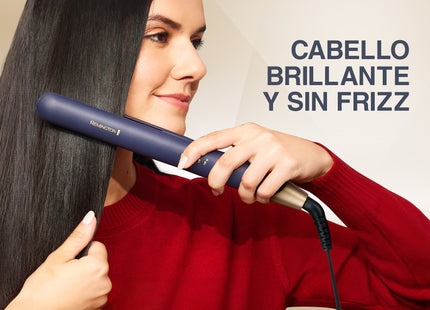 Alisadora Remington Sapphire Luxe S5805-110F | Cerámica Avanzada con Zafiros Reales | 230 °C | Control Digital | Azul Marino Champagne