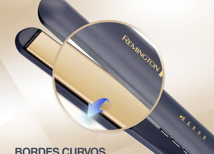Alisadora Remington Sapphire Luxe S5805-110F | Cerámica Avanzada con Zafiros Reales | 230 °C | Control Digital | Azul Marino Champagne