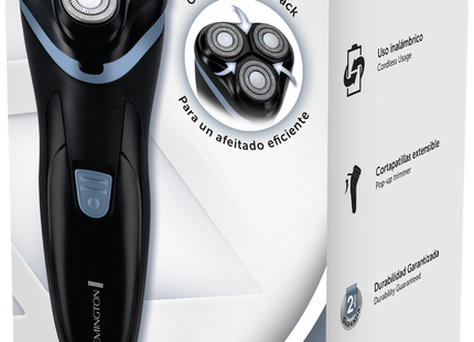 Afeitadora Rotativa Remington Style Series R1 R1001 | Inalámbrica | Cuchillas Dual Track de Acero Inoxidable | 30 Min de Uso | USB-C Recargable