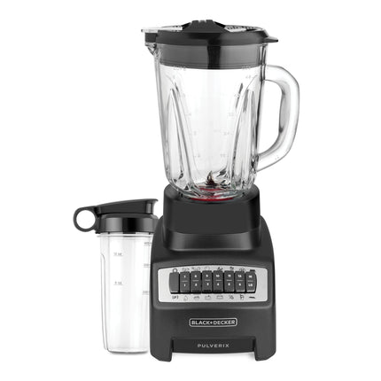 Licuadora Pulverix Black+Decker BL1140MB | 700 W | 12 Velocidades + Pulso | Jarra Vidrio 1.5 L | Vaso Personal 500 ml | Sensor IntelliFuse™