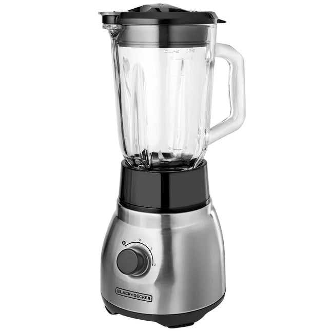 Licuadora Black+Decker BL1650S Cyclone | 750 W | 2 Velocidades + Pulso | Jarra Vidrio 1.5 L + Vaso Plástico 500 ml | Acero Inoxidable