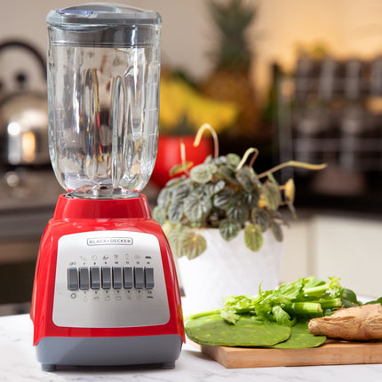 Licuadora Black+Decker BLBD210GSR | 550 W | 10 Velocidades + Pulso | Jarra Vidrio 1.25 L | Roja