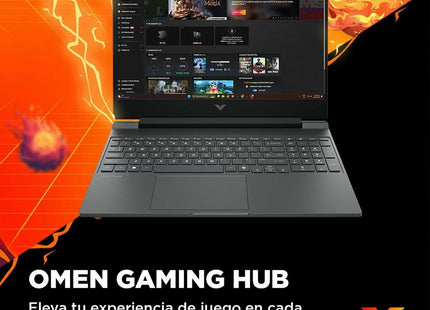 Puerto HDMI y conectores laterales de HP Victus 15-fb3018la para gaming