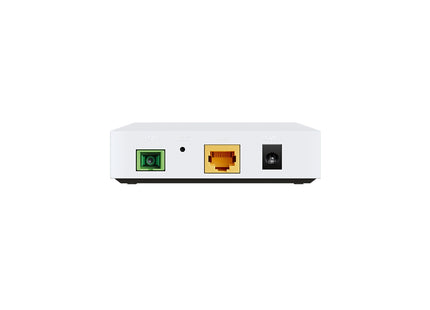 TP-Link XZ000-G7 vista posterior mostrando conexiones y etiqueta del modelo