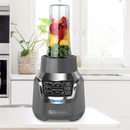 Licuadora Digital Black+Decker BL1350G | 900 W | 3 Velocidades + Pulso + 3 Funciones | Jarra Vidrio 1.5 L | Vaso Personal 500 ml | Filtro Infusor