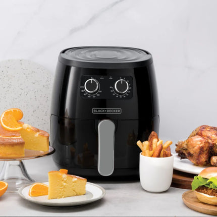Freidora de Aire Black+Decker HF5055B | 5.5 L | 1500 W | Control Manual | Temperatura hasta 200 °C | Temporizador 60 min | Negra