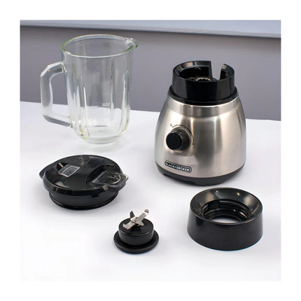 Licuadora Black+Decker BL1650S Cyclone | 750 W | 2 Velocidades + Pulso | Jarra Vidrio 1.5 L + Vaso Plástico 500 ml | Acero Inoxidable