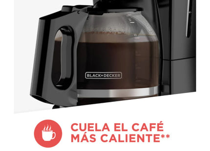 Cafetera Black + Decker CM0915BK-LA | 12 Tazas | Jarra de Vidrio | Sistema Vortex | Color Negro | 900W