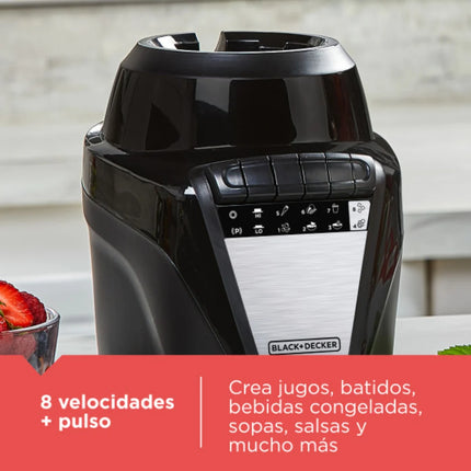 Licuadora Black+Decker BL0877‑1BDLA Ice Crush | 700 W | 8 Velocidades + Pulso | Jarra Plástico 1.65 L | Acero Inoxidable | Negra