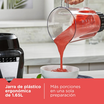 Licuadora Black+Decker BL0877‑1BDLA Ice Crush | 700 W | 8 Velocidades + Pulso | Jarra Plástico 1.65 L | Acero Inoxidable | Negra