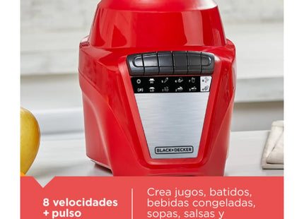 Licuadora Black + Decker Ice Crush BL0877-1RDLA | 700W | Jarra Plástica 1.65L | 8 Velocidades + Pulso | Roja