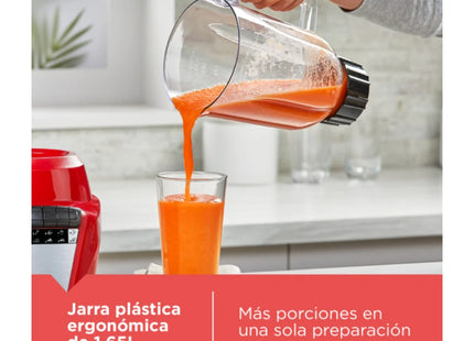Licuadora Black + Decker Ice Crush BL0877-1RDLA | 700W | Jarra Plástica 1.65L | 8 Velocidades + Pulso | Roja