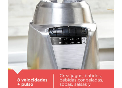 Licuadora Black+Decker Acero Inoxidable BL0876-2SDLA | 700W | 8 Velocidades + Pulso | Jarra de Vidrio 1.25L