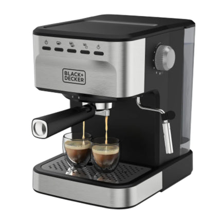 Máquina de Espresso Black+Decker EM0312-0SDLA | 20 Bar | 1.5 L | 1100 W | Vapor manual | Compatible con cápsulas Nespresso