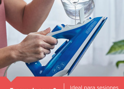 Plancha de Vapor Black + Decker TrueGlide IRBD350 | 1200W | Suela Cerámica | Golpe de Vapor | Azul