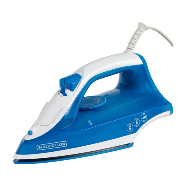 Plancha de Vapor Black + Decker TrueGlide IRBD350 | 1200W | Suela Cerámica | Golpe de Vapor | Azul