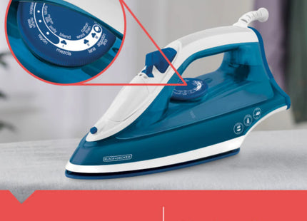 Plancha de Vapor Black + Decker TrueGlide IRBD350 | 1200W | Suela Cerámica | Golpe de Vapor | Azul
