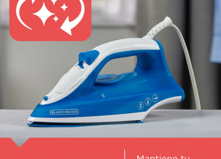 Plancha de Vapor Black + Decker TrueGlide IRBD350 | 1200W | Suela Cerámica | Golpe de Vapor | Azul