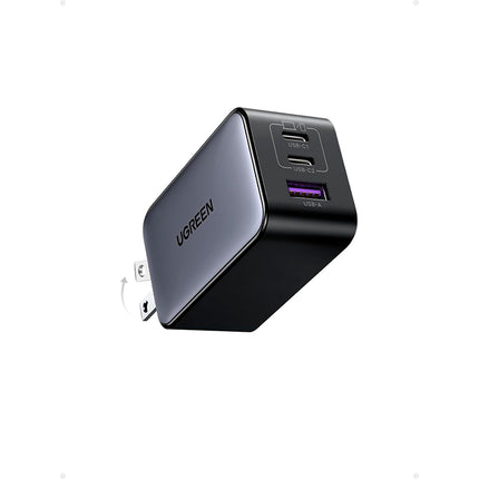 Cargador UGREEN CD244 | 2 Puertos USB-C + 1 USB-A | Carga Rápida 65W | Gris/Negro