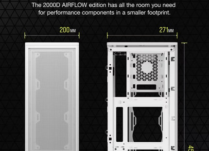 Case Gaming Corsair 2000D Airflow | Mini-ITX | Blanco | CC-9011245-WW