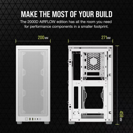 Case Gaming Corsair 2000D Airflow | Mini-ITX | Blanco | CC-9011245-WW