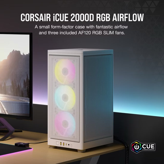 Case Gaming Corsair 2000D RGB Airflow | Mini-ITX | Blanco | CC-9011247-WW