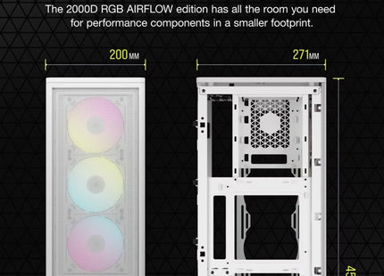 Case Gaming Corsair 2000D RGB Airflow | Mini-ITX | Blanco | CC-9011247-WW