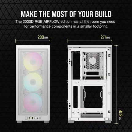Case Gaming Corsair 2000D RGB Airflow | Mini-ITX | Blanco | CC-9011247-WW
