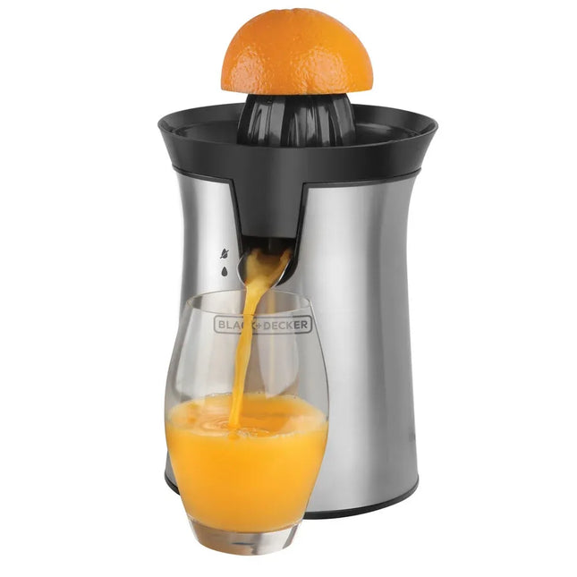 Exprimidor de Cítricos Black + Decker CJ4000S | Acero Inoxidable | 40W | Girado Auto-Reversible | Control de Pulpa Ajustable