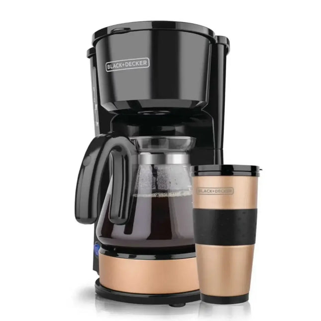 Cafetera Black+Decker CM0755BC | 5 Tazas | 800 W | 4 en 1 (Mug/Taza/Carafe/Pour‑over) | Negro–Cobre