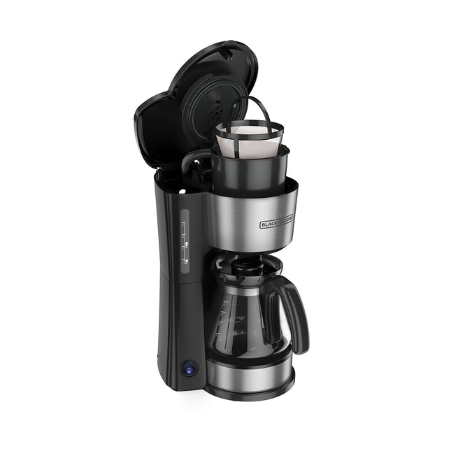 Cafetera Black+Decker CM0755S | 5 Tazas | 800 W | 4 en 1 (Mug/Taza/Carafe/Pour‑over) | Inox